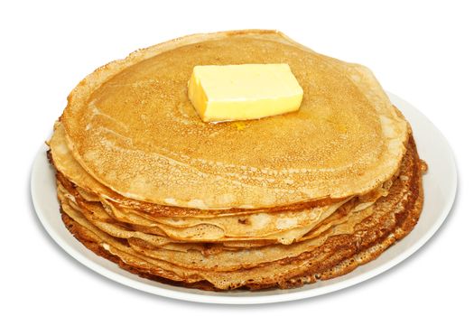 pile of tasty pancakes with butter