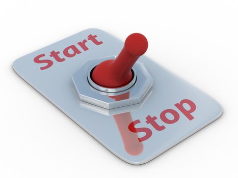red switch on a white background. 3D image