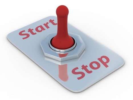 red switch on a white background. 3D image