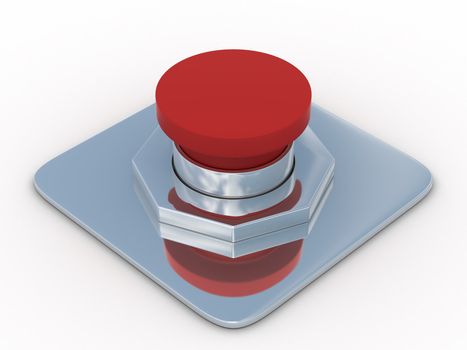 red button on a white background. 3D image