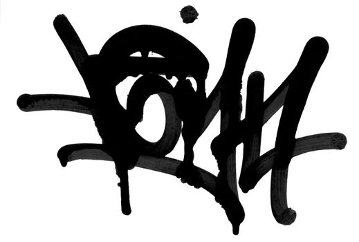 Graffiti tag with drips and grunge. High Resolution with whit background.