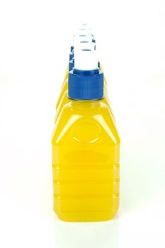 Pop top juice bottles isolated against a white background
