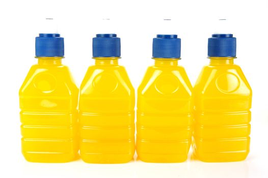 Pop top juice bottles isolated against a white background