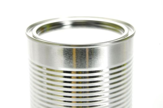 Tin cannisters isolated against a white background
