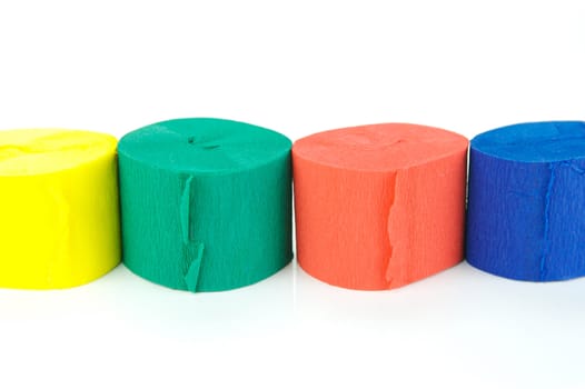 Colored streamers isolated against a white background