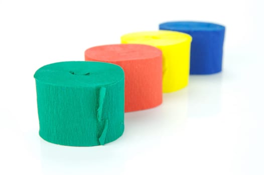 Colored streamers isolated against a white background