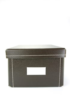 Brown stationery boxes isolated against a white background