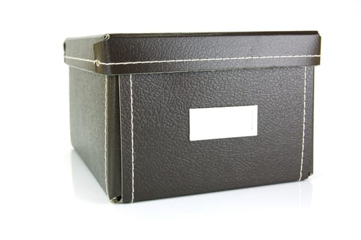 Brown stationery boxes isolated against a white background
