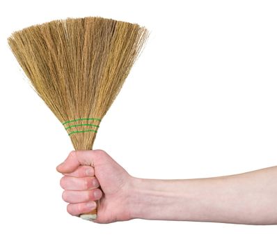 Whisk on hand on the white background