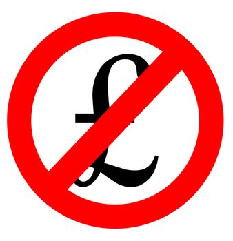 Free of charge anti pound sign isolated in white