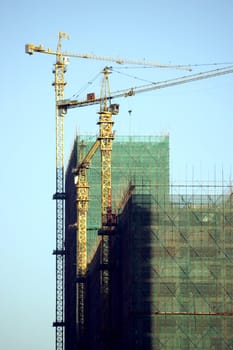 Shenzhen city, China, new buildings under construction in city center.