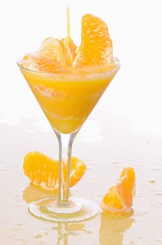 Orange juice in a wineglass isolated on white background