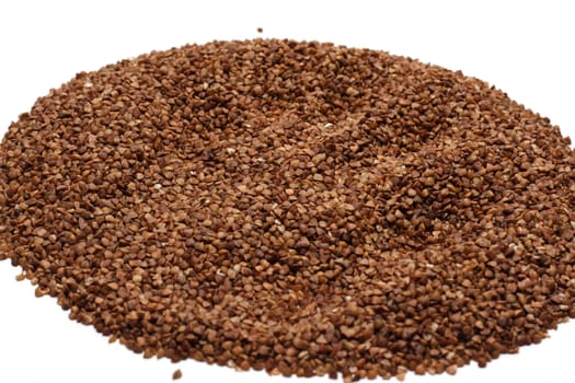 Imprint of the hand aheap buckwheat croups