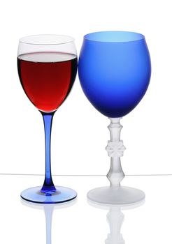 Wineglasses with red wine isolated on white background