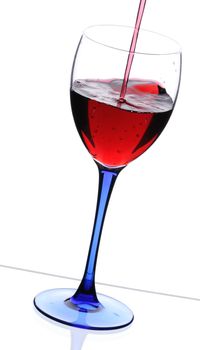 Wineglass with red wine isolated on white background