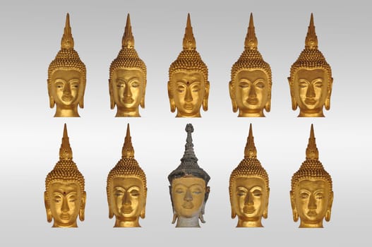 isolate heads of buddha
