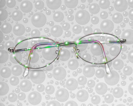 spectacles with lots of bubbles surrounds and covering them