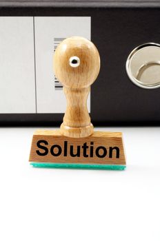 solution stamp showing concept for solving problems in office