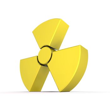 shiny 3d atomic/nuclear sign made of a glossy yellow material