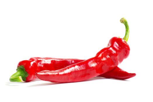 fresh red hot pepper on a white 