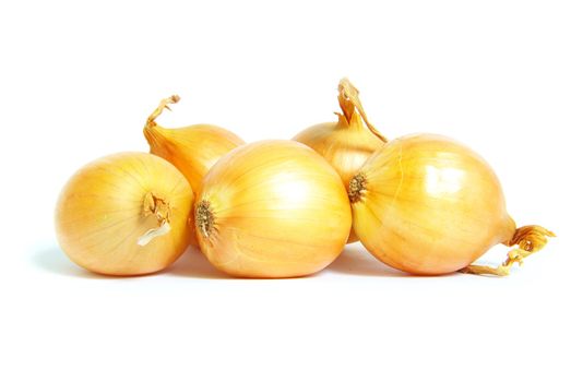 Ripe onion on a white background