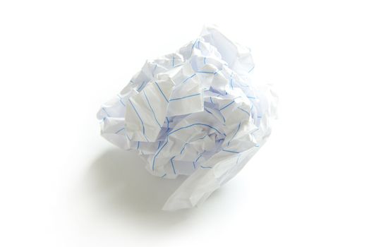 crumpled paper ball isolated on a white