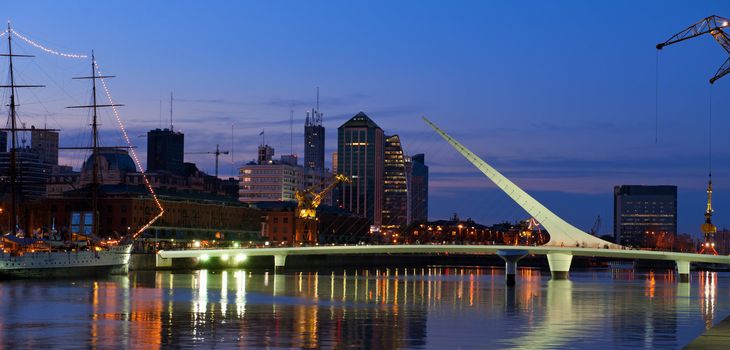  Puerto Madero neighbourhood at Night, view, Buenos Aires, Argentina. 