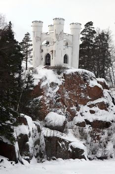 Ludwigsburg chapel in Mon Repos landscaped park near Saint Petersburg.