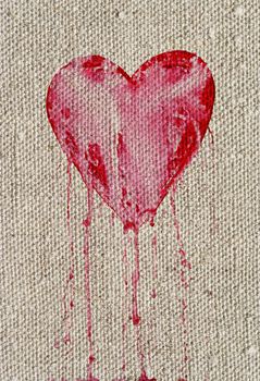 Detail of the bleeding heart - symbol of love - in grunge style