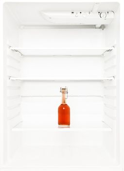 Lonely bottle in a fridge
