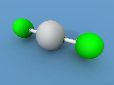 a 3d render of a xenon difluoride molecule 