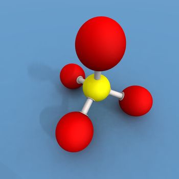 a 3d render of a sulfate molecule