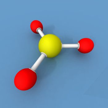 a 3d render od a sulfur trioxide molecule