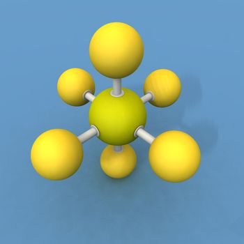 a 3d render of a sulfur hexafluoride