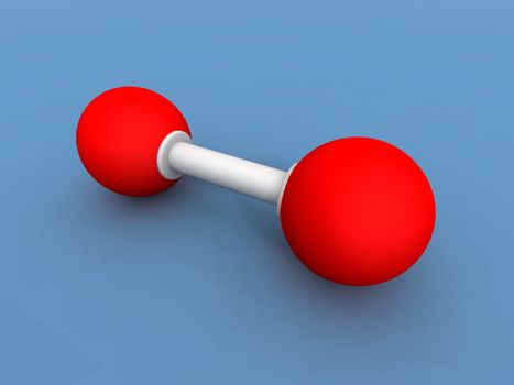 a 3d render of a oxygene molecule