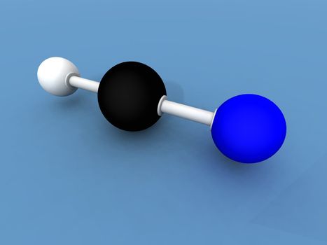 a 3d render of a hydrogen cyanide molecule