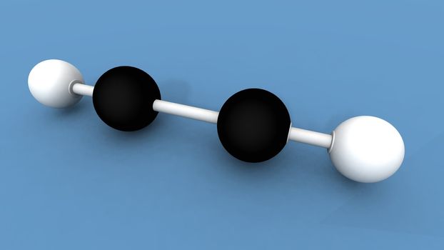 a 3d render of an acetylene molecule