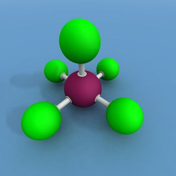 a 3d render of a bromine fluoride molecule