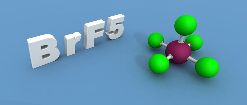 a 3d render of a bromine fluoride molecule
