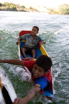 We take a closer look at life on Nile River on MAY 27, 2008, while having a felucca sailboat ride from Aswan to Elephantine Island and to a nubian village.