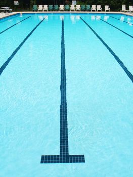 Olympic sized swimming pool lane with stripe on the bottom