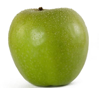 one green wet apple