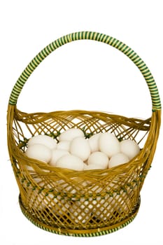 bascket full of white chicken eggs