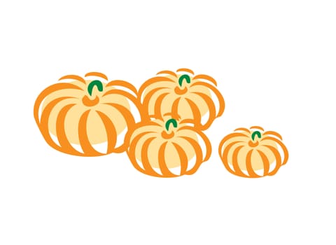 A vector illustration of stylized pumpkins set on an isolated white background.