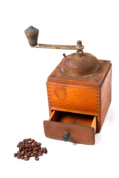 Old, oxidized coffee grinder from grandmother�s times