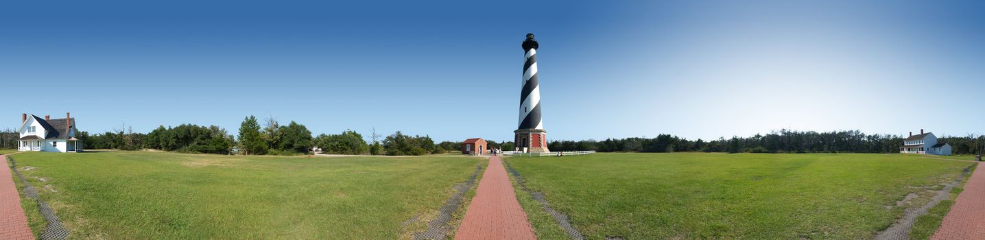 Cape Hatteras lighthouse and grounds panoramic view