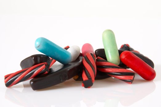 Isolated heap of liquorice candy