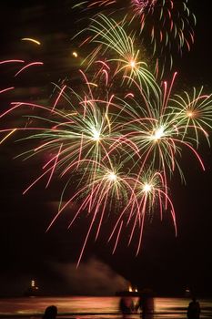 Fireworks at the beach on a summer evening