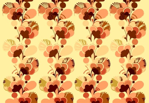 Sixties psychedelic wallpaper background with swinging London style flowers