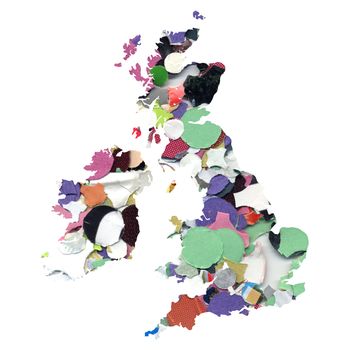 UK and Ireland map with confetti background